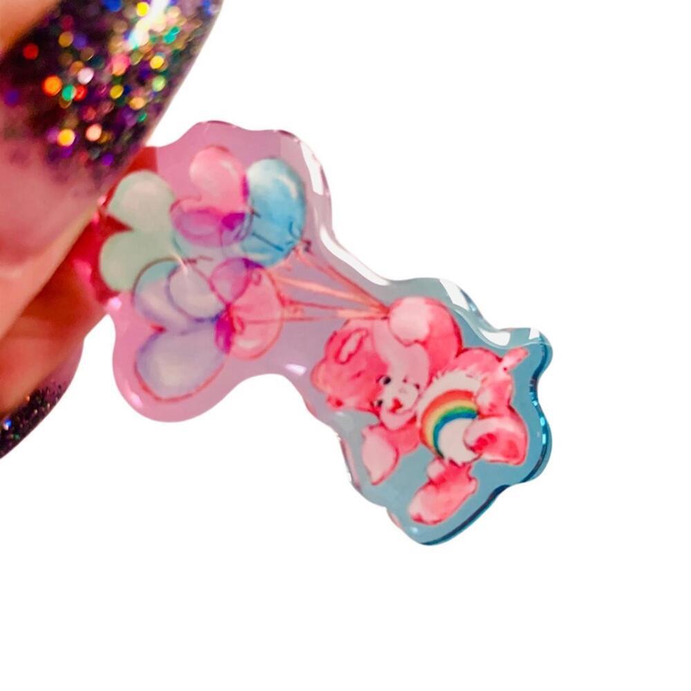 Care Bears Bag Charm Cheer Bear Pastel Ombré Dual Side Keychain Key Holder - Picture 2 of 9